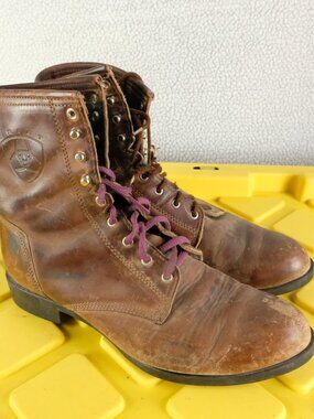 Ariat Boots Womens 9 Brown Roper Lace Up Leather Cowgirl ATS